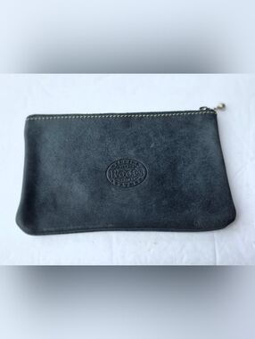 Roots Canada Leather Zippered Clutch Pouch Blue Soft Leather Quality